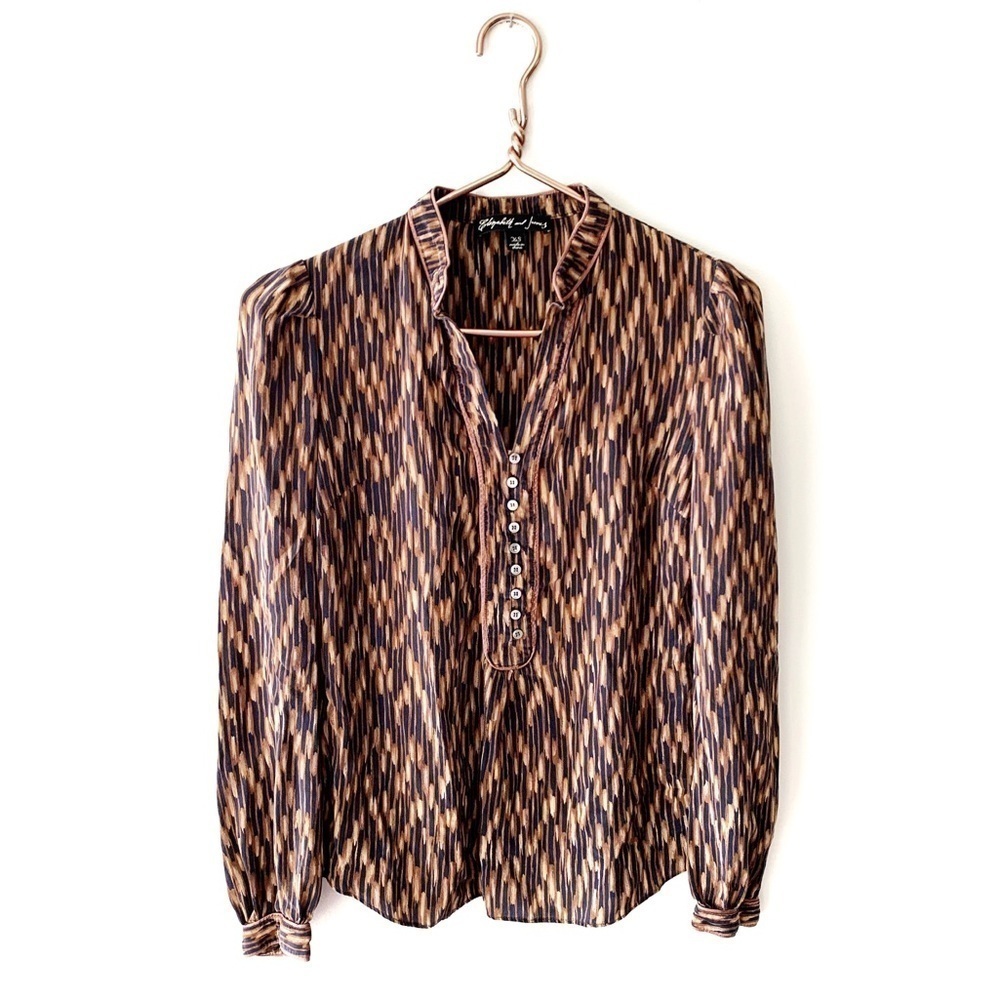 Elizabeth & James | Ikat Tribal Puff Sleeve Blouse